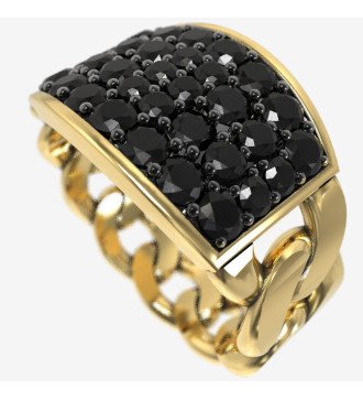 Ασημένιο Πολυτελές Δαχτυλίδι Cuban Link για Άνδρα με Μαύρες