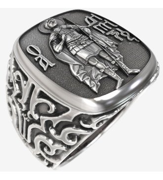 Anello da uomo in argento con sigillo cristiano San Demetrio