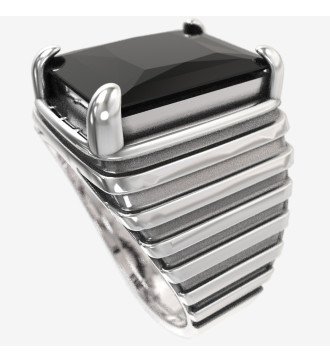 Statement Δαχτυλίδι Ανδρικό Με Μαύρη Πέτρα Τολμηρό Και Κομψό