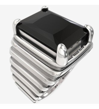 Заявление Мужское кольцо с черным камнем смелый и элегантный