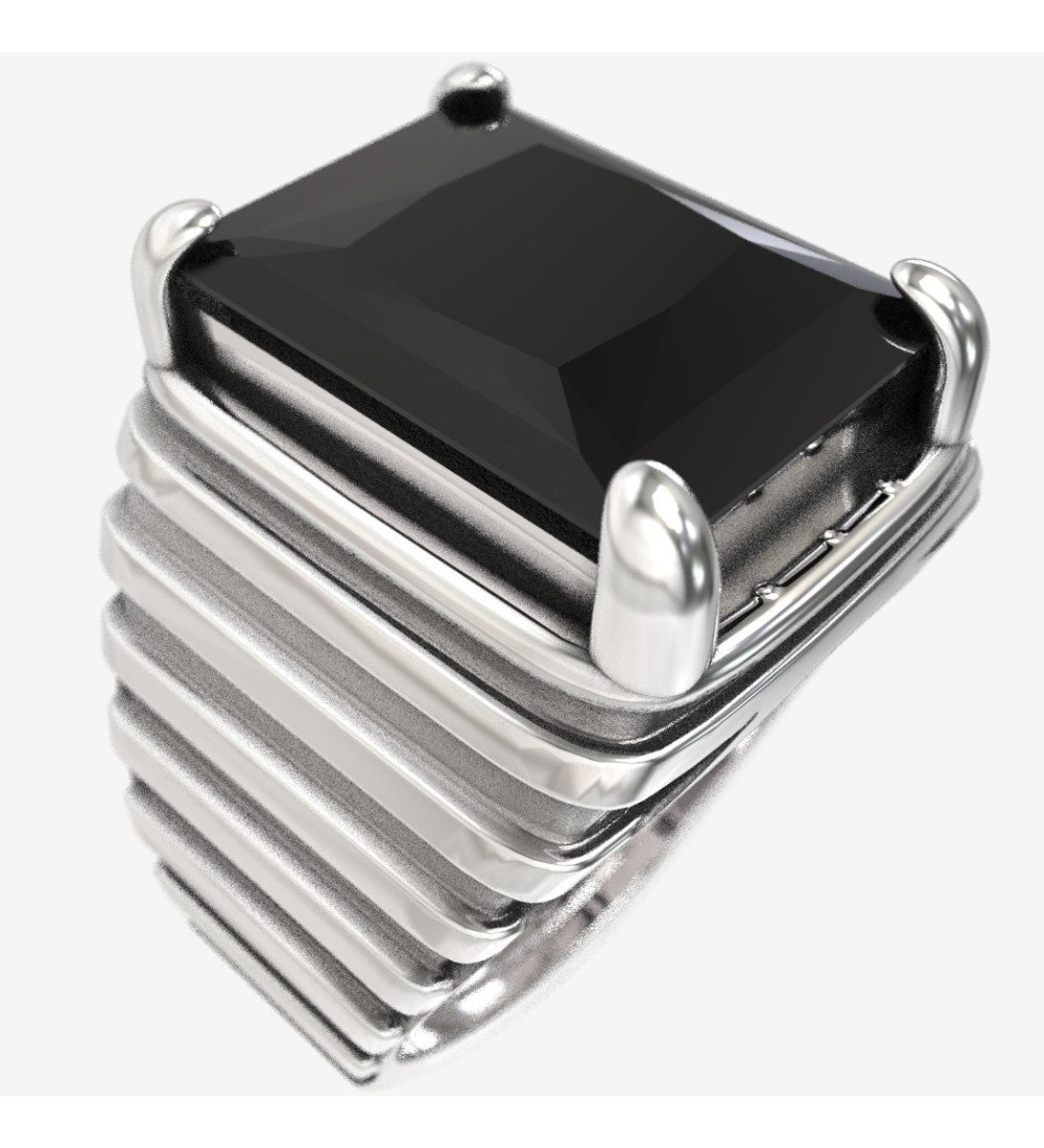 Statement Δαχτυλίδι Ανδρικό Με Μαύρη Πέτρα Τολμηρό Και Κομψό