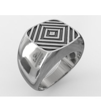 Ασημένιο Χειροποίητο Γεωμετρικό Ανδρικό Δαχτυλίδι Vertigo 0706