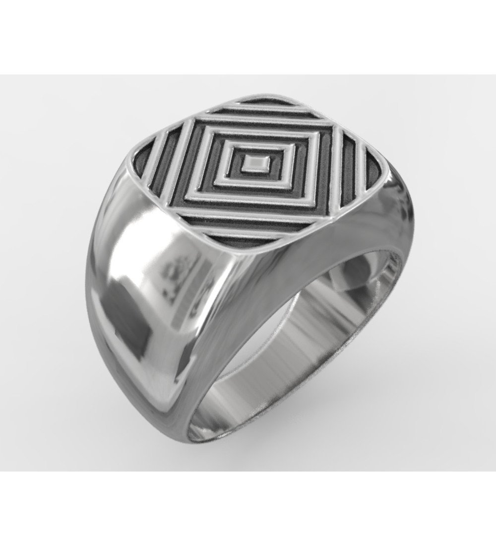 Vertigo Anello quadrato geometrico da uomo 0706