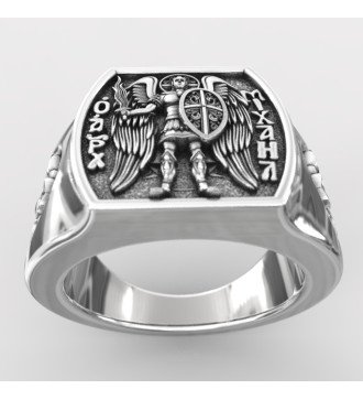 Bague chevalière en argent pour homme Archange Michael 0656