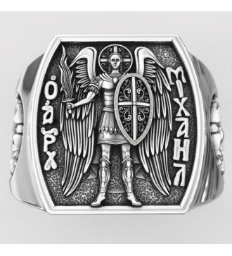 Ανδρικό Ασημένιο Signet Δαχτυλίδι Αρχάγγελος Μιχαήλ 0656