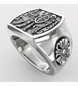 Bague chevalière en argent pour homme Archange Michael 0656