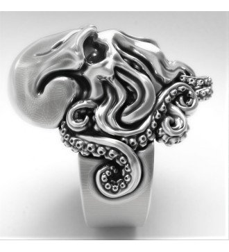 Piraten Karibik inspiriert Silber Schädel Oktopus Biker Ring