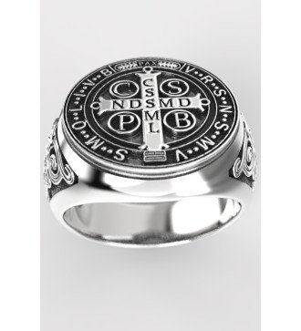 Catholic Christian Sterling Silver Saint Benedict Signet Ring