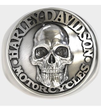 Ασημένιο Ανδρικό Δαχτυλίδι Νεκροκεφαλή Harley Davidson 0562