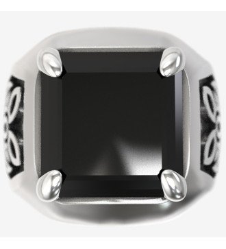 Black Stone Men's Signet Ring Gift for Men 0493