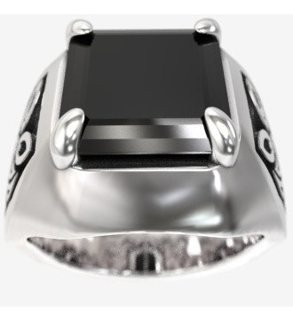 Anello Signet da uomo con pietra nera Regalo per uomo 0493