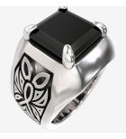 Anello Signet da uomo con pietra nera Regalo per uomo 0493