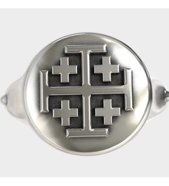 Religious Jerusalem Cross Sterling Silver Ring for Men 0313