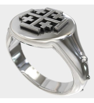 Religious Jerusalem Cross Sterling Silver Ring for Men 0313
