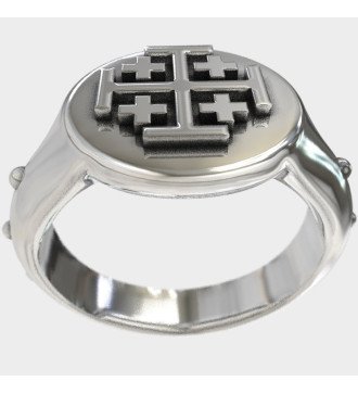 Religious Jerusalem Cross Sterling Silver Ring for Men 0313