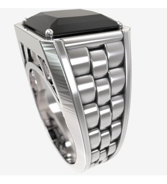Anillo de hombre con piedra negra 0149