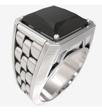 Anillo de hombre con piedra negra 0149