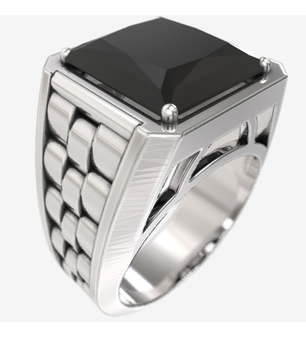 Anillo de hombre con piedra negra 0149