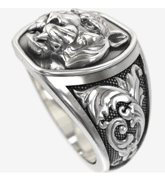 Anillo de sello de plata hecho a mano de los hombres del tigre