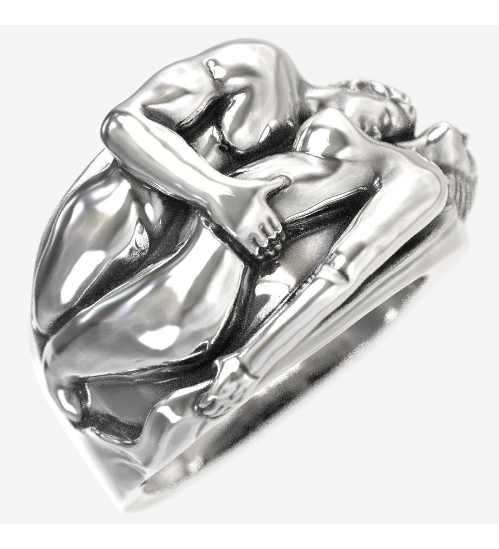 Romantische Valentinstag Geschenk Silber Ring mit Paar in der