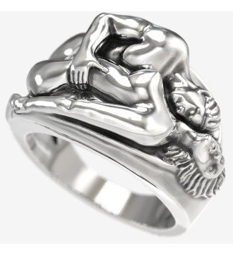 Romantische Valentinstag Geschenk Silber Ring mit Paar in der