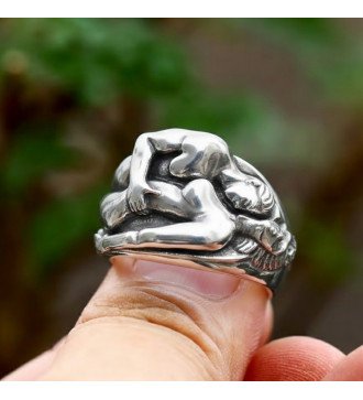 Romantico regalo di San Valentino Anello in argento con coppia