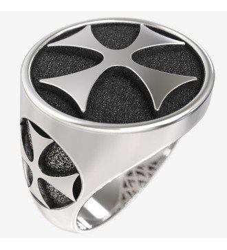 Anillo motero para hombre con cruces oxidadas 0046