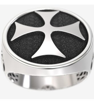 Bague de motard cool pour homme avec croix oxydées 0046