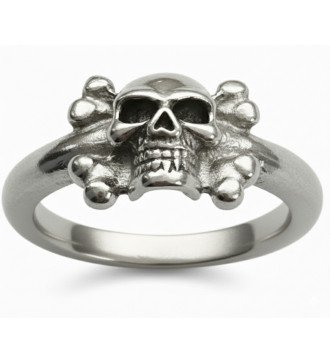 Authentic Gothic Silver Biker Men's Skull Ring 0047