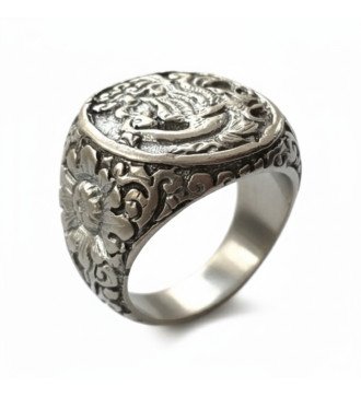 Premium Handcrafted Phoenix Engraved Signet Silver Men's Ring