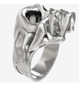 Premium Ανδρικο Δαχτυλίδι Νεκροκεφαλή Ασημένιο με Οργανικό