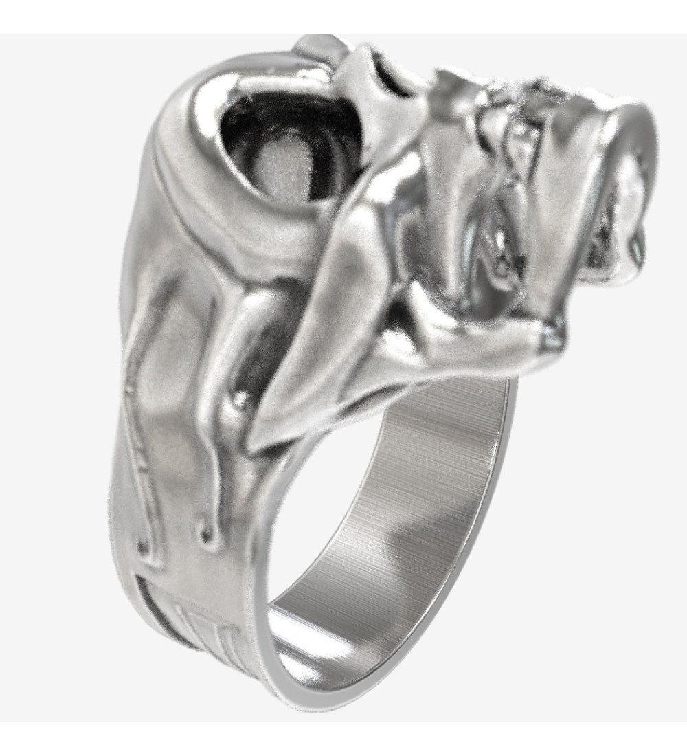 Premium Ανδρικο Δαχτυλίδι Νεκροκεφαλή Ασημένιο με Οργανικό