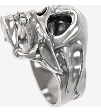 Premium Ανδρικο Δαχτυλίδι Νεκροκεφαλή Ασημένιο με Οργανικό