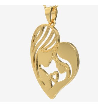 Luxus Geschenk Silber Halskette Mutter und Kind in Gold Farbe