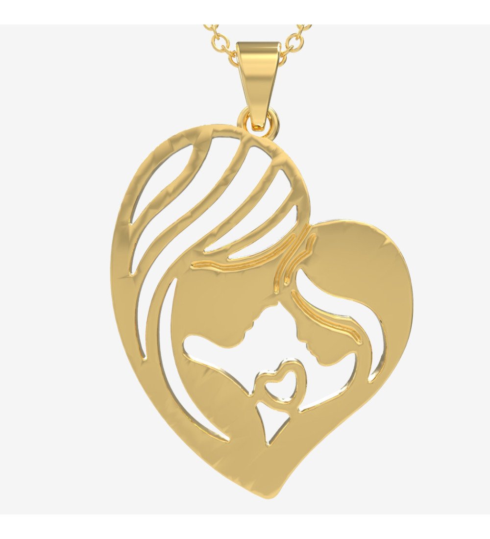 Luxus Geschenk Silber Halskette Mutter und Kind in Gold Farbe