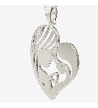 Cadeau pour maman Collier en argent maman enfant blanc avec