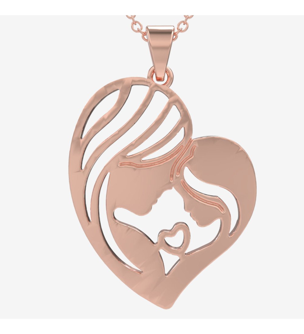 Collier mère-enfant rose en argent Cadeau de naissance