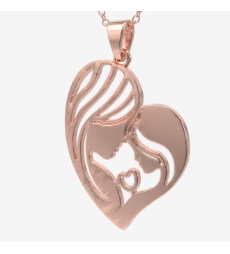 Collier mère-enfant rose en argent Cadeau de naissance