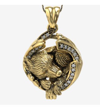 Романтическое серебряное ожерелье "Мишка в гнезде" в подарок