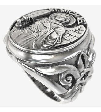 Anello cristiano di protezione da uomo Arcangelo Michele con