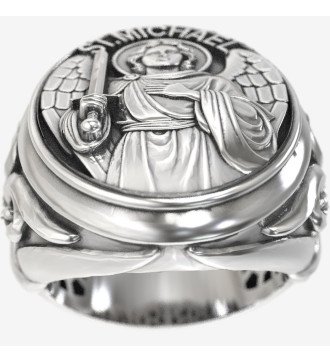 Anello cristiano di protezione da uomo Arcangelo Michele con