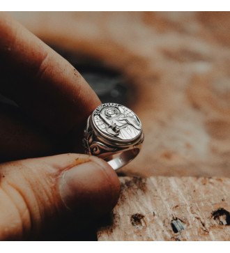 Ανδρικό Βυζαντινό Δαχτυλίδι Σφραγίδα με Αρχάγγελο Μιχαήλ και