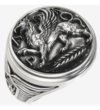 Handcrafted Ancient Greek Minoan Men's Silver Signet Ring