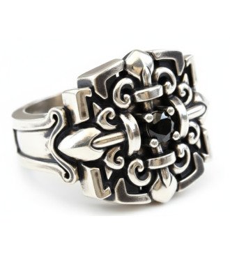 Impressionnante bague Signet Croix Chrétienne pour homme avec