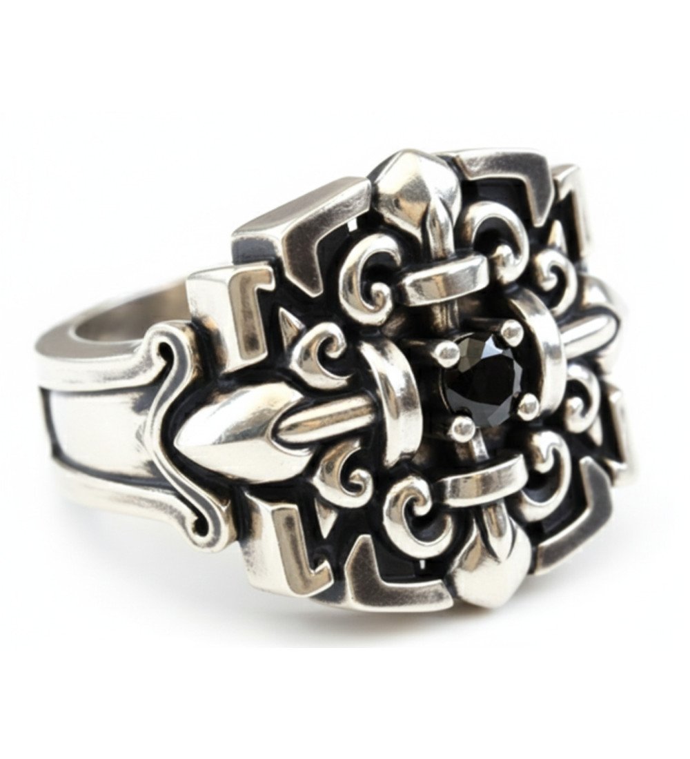 Impressionnante bague Signet Croix Chrétienne pour homme avec