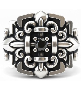 Anillo cristiano impresionante de la cruz del sello de los