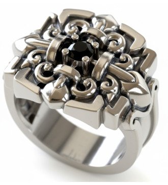 Anillo cristiano impresionante de la cruz del sello de los