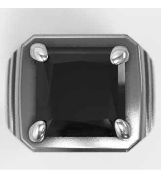 Premium Ασημένιο Ανδρικό Δαχτυλίδι με Μαύρη Πέτρα για Δώρο 0670