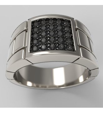 Silver Premium Ring Gift For Men With Black Stones 0634