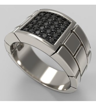 Anillo de Plata Premium Regalo Para Hombres Con Piedras Negras